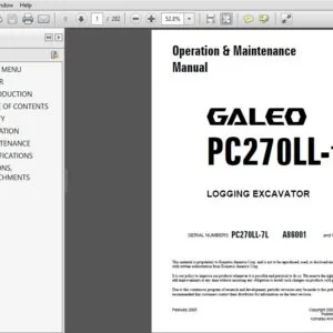 Komatsu Pc270LL-7L Logging Excavator Operation & Maintenance Manual SN A86001 and up - PDF DOWNLOAD