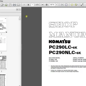Komatsu Pc290Lc-6K, Pc290Nlc-6K Hydraulic Excavator Service Manual SN K30001 K34001 and Up - PDF DOWNLOAD