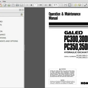 Komatsu Pc300-7, Pc300Lc-7, Pc350-7, Pc350Lc-7 Hydraulic Excavator Operation & Maintenance Manual SN 45001, 25001 and Up - PDF DOWNLOAD