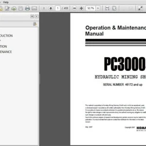 Komatsu Pc3000-6 Hydraulic Mining Shovel Operation & Maintenance Manual SN 46172 And Up - PDF DOWNLOAD