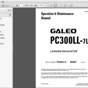 Komatsu Pc300LL-7L Logging Excavator Operation & Maintenance Manual SN A85001 and up - PDF DOWNLOAD