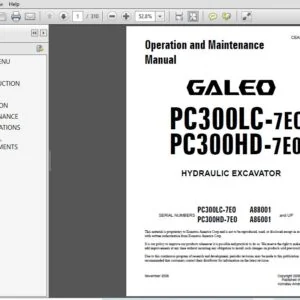 Komatsu Pc300Lc-7E0, Pc300Hd-7E0 Hydraulic Excavator Operation & Maintenance Manual - PDF DOWNLOAD