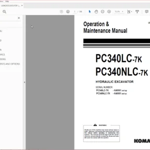 Komatsu Pc340Lc-7K, Pc340Nlc-7K Hydraulic Excavator Operation & Maintenance Manual SN K40001 And Up - PDF DOWNLOAD