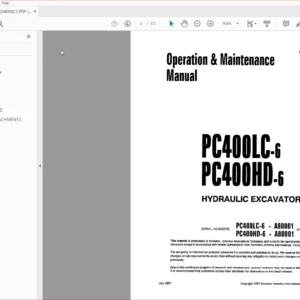 Komatsu Pc400LC-6, Pc400HD-6 Hydraulic Excavator Operation & Maintenance Manual SN A80001 and up - PDF DOWNLOAD