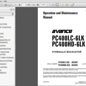 Komatsu Pc400LC-6Lk, Pc400HD-6Lk Hydraulic Excavator Operation & Maintenance Manual - PDF DOWNLOAD