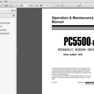 Komatsu Pc5500-6 Hydraulic Mining Shovel Operation & Maintenance Manual SN 15036 - PDF DOWNLOAD
