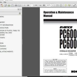 Komatsu Pc600-6, Pc600Lc-6 Hydraulic Excavator Operation & Maintenance Manual SN 10001 And Up - PDF DOWNLOAD