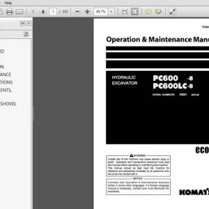 Komatsu Pc600-8, Pc600Lc-8 Hydraulic Excavator Operation & Maintenance Manual SN 30001 and up - PDF DOWNLOAD