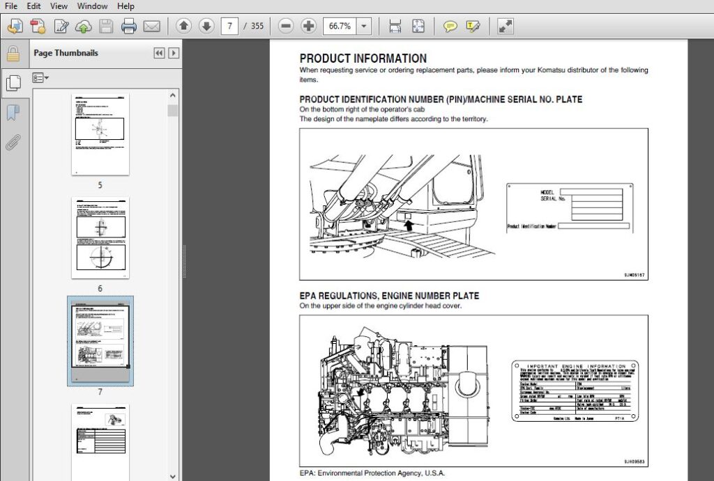 Komatsu Pc600-8, Pc600Lc-8 Hydraulic Excavator Operation & Maintenance ...