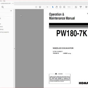 Komatsu Pw180-7K Wheeled Excavator Operation & Maintenance Manual SN K40001 and up - PDF DOWNLOAD