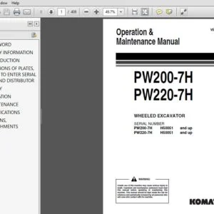Komatsu Pw200-7H,Pw220-7H Wheeled Excavator Operation & Maintenance Manual SN H50051 And Up - PDF DOWNLOAD
