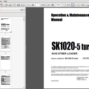 Komatsu SK1020-5 turbo Skid Steer Loader Operation & Maintenance Manual SN 37CTF00147 and up - PDF DOWNLOAD