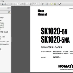Komatsu SK1020-5N, SK1020-5NA Skid Steer Loader Shop Manual CEBM013902 - PDF DOWNLOAD
