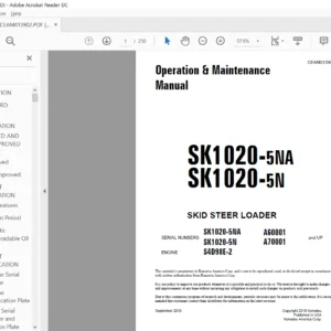 Komatsu SK1020-5NA, SK1020-5N Skid Steer Loader Operation & Maintenance Manual SN A60001, A70001 & UP - PDF DOWNLOAD
