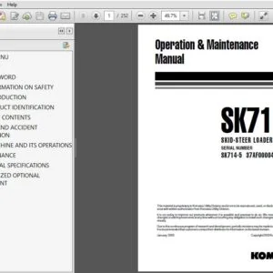 Komatsu SK714-5 Skid Steer Loader Operation & Maintenance Manual SN 37AF00004 and up - PDF DOWNLOAD