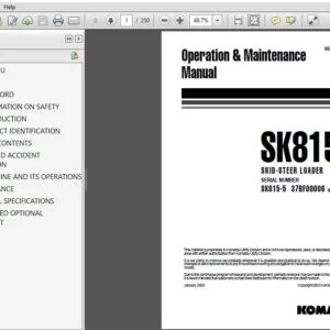 Komatsu SK815-5 Skid-Steer Loader Operation & Maintenance Manual SN 37BF00006 and up - PDF DOWNLOAD
