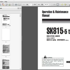 Komatsu SK815-5 turbo Skid Steer Loader Operation & Maintenance Manual SN 37BTF00224 and up - PDF DOWNLOAD