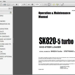 Komatsu SK820-5 Skid Steer Loader Operation & Maintenance Manual WEAM005400 - PDF DOWNLOAD