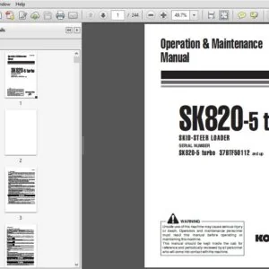 Komatsu SK820-5 turbo Skid Steer Loader Operation & Maintenance Manual SN 37BTF50112 and up - DOWNLOAD