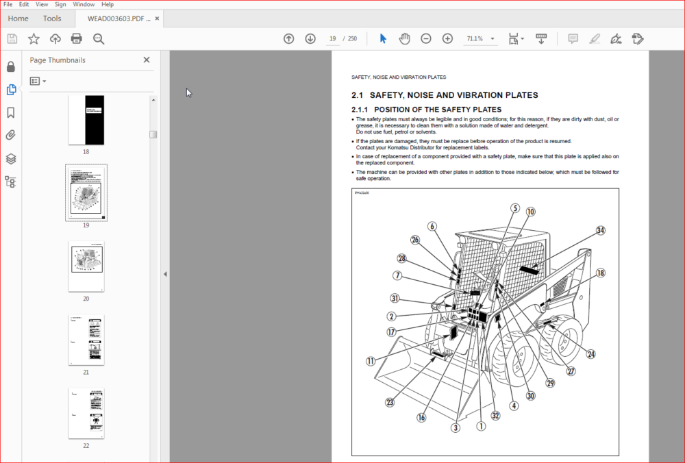 Komatsu Sk815-5 Skid Steer Loader Operation & Maintenance Manual SN