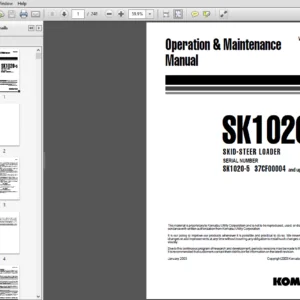 Komatsu Skid Steer Loader SK1020-5 Operation & Maintenance Manual - PDF DOWNLOAD
