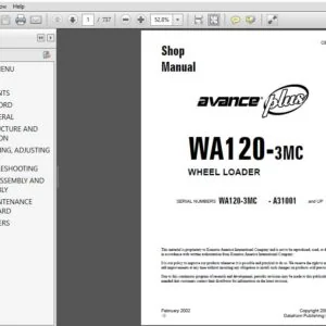 Komatsu WA120-3MC Avance Plus Wheel Loader Shop Manual SN A31001 and up - PDF DOWNLOAD