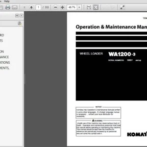 Komatsu WA1200-3 Wheel Loader Operation & Maintenance Manual SN 50057 And Up - PDF DOWNLOAD