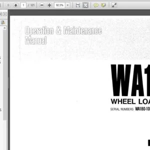 Komatsu WA180-1 Wheel Loader Operation & Maintenance Manual SN 10001 and up - PDF DOWNLOAD