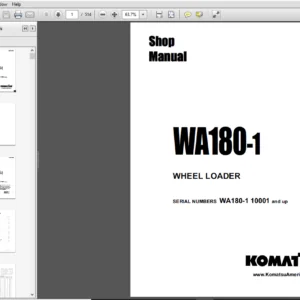 Komatsu WA180-1 Wheel Loader Shop Manual SEBMU4170105 - PDF DOWNLOAD