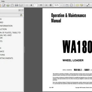 Komatsu  WA180-3 Wheel Loader Operator & Maintenance Manual SN 50001 and up - PDF DOWNLOAD
