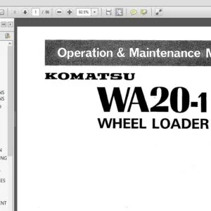 Komatsu WA20-1 Wheel Loader Operation & Maintenance Manual SN 1773 and up - PDF DOWNLOAD