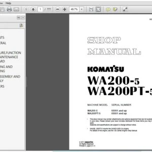 Komatsu WA200-5, WA200PT-5 Wheel Loader Shop Manual SEBM033307 - PDF DOWNLOAD