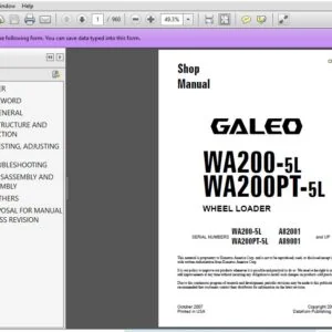 Komatsu WA200-5L, WA200PT-5L GALEO Wheel Loader Shop Manual CEBM013003 - PDF DOWNLOAD