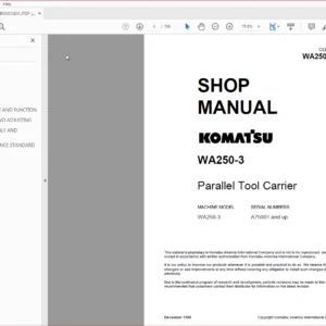 Komatsu WA250-3 Parallel Tool Carrier Wheel Loader Service Repair Manual SN A75001 And Up - DOWNLOAD
