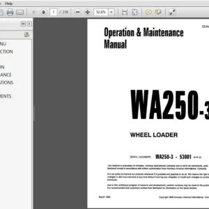 Komatsu WA250-3 Wheel Loader Operation & Maintenance Manual SN 53001 and up - PDF DOWNLOAD
