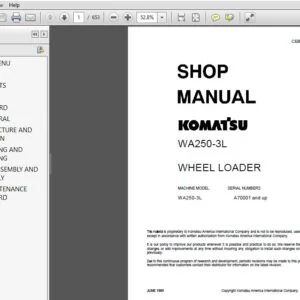 Komatsu WA250-3L Wheel Loader Shop Manual SN A70001 and up - PDF DOWNLOAD