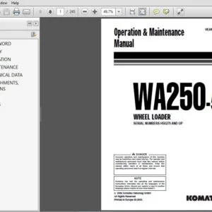Komatsu WA250-5H Wheel Loader Operation & Maintenance Manual SN H50279 And Up - PDF DOWNLOAD