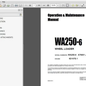 Komatsu WA250-6 Wheel Loader Operation & Maintenance Manual SN A76001 And Up - PDF DOWNLOAD
