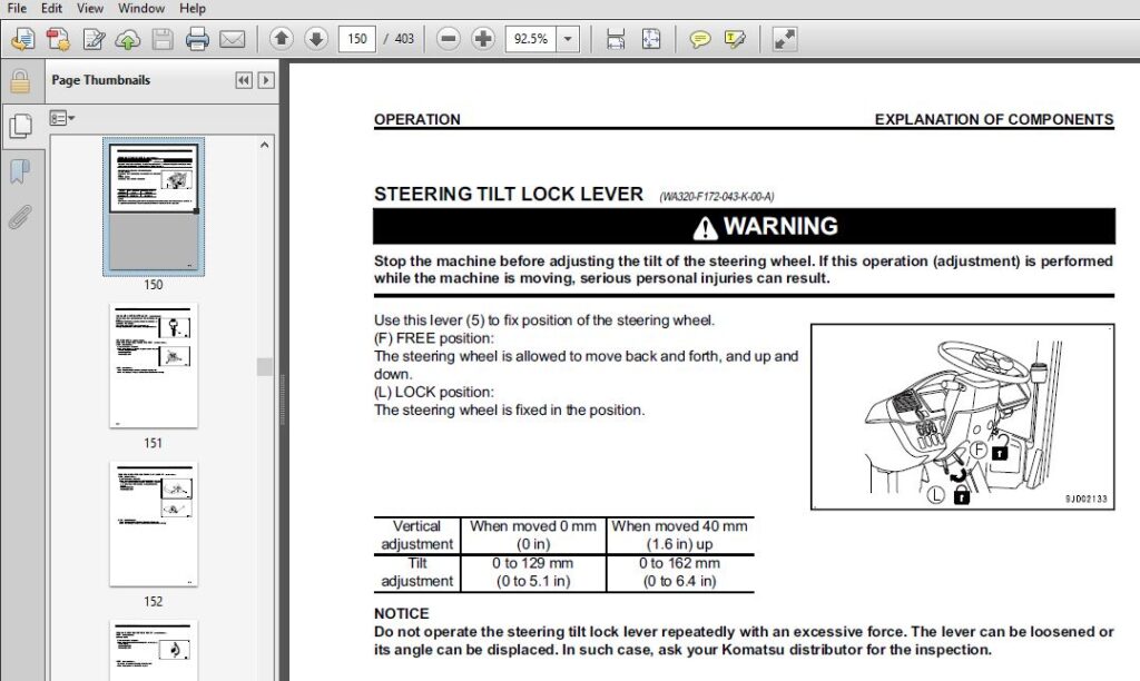 Komatsu WA270-7 Wheel Loader Operation & Maintenance Manual SN 80001 ...