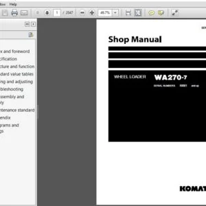 Komatsu WA270-7 Wheel Loader Shop Manual SEN06255-01 - PDF DOWNLOAD