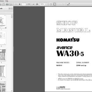 Komatsu WA30-5 Avance 22005 and up Wheel Loader Shop Manual - PDF DOWNLOAD