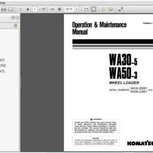 Komatsu WA30-5, WA50-3 Wheel Loader Operation & Maintenance Manual SN 26001, 23001 and up - PDF DOWNLOAD