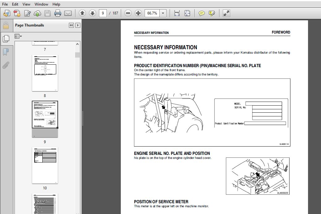 Komatsu WA30-5, WA50-3 Wheel Loader Operation & Maintenance Manual SN ...