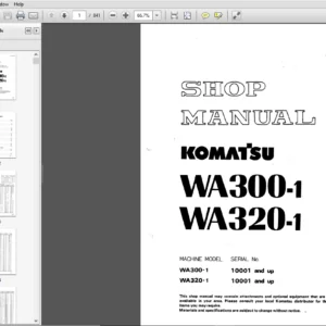 Komatsu WA300-1, WA320-1  Wheel Loader Shop Manual 10001 and up - PDF DOWNLOAD