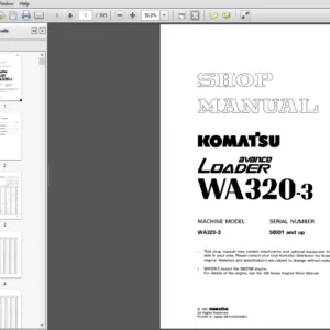 Komatsu WA320-3 Avance Loader Wheel Loader Shop Manual 50001 and up - PDF DOWNLOAD