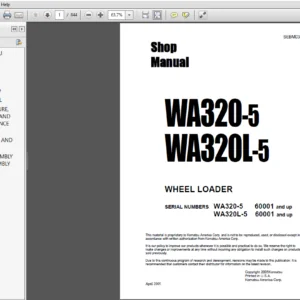 Komatsu WA320-5, WA320L-5 Wheel Loader Shop Manual SEBM034604 - PDF DOWNLOAD