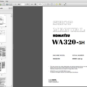 Komatsu WA320-5H Wheel Loader Shop Manual H50051 and up - PDF DOWNLOAD