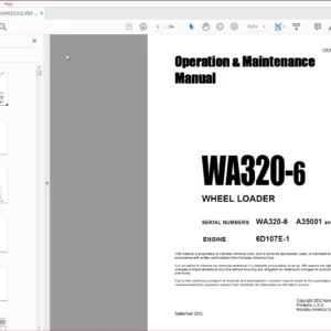 Komatsu WA320-6 Wheel Loader Operation & Maintenance Manual SN A35001 And Up - PDF DOWNLOAD