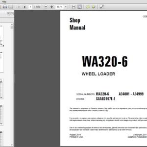Komatsu WA320-6 Wheel Loader Shop Manual - PDF DOWNLOAD