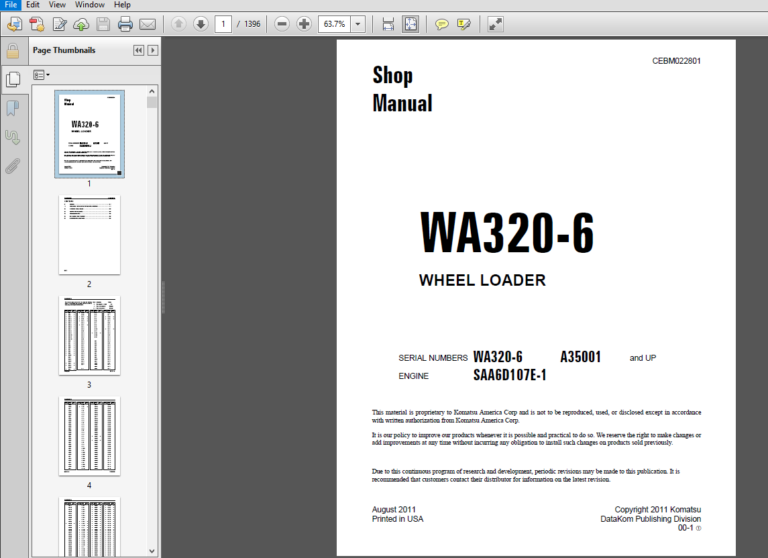 Komatsu WA320-6 Wheel Loader Shop Manual CEBM022801 - PDF DOWNLOAD